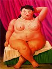 Fernando Botero Canvas Paintings - Mujer sentada